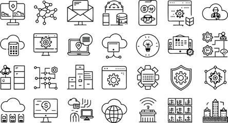 Information computer icon set . Linear icon collection, Editable stroke, Vector illustration.