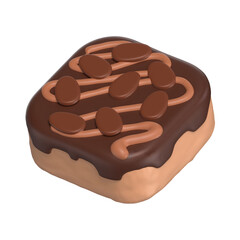 Chocolate Brownies With Toppings 3D Icon Chocolate with Transparent Background