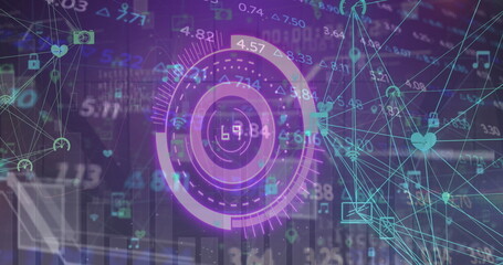 Fototapeta premium Image of scope scanning over data processing