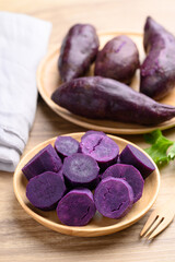 Purple sweet potatoes ready to eating, Healthy food