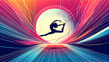 Naklejka premium Extreme sports illustration, digital vector dancing adventure Wallpaper 4K Background Generative AI