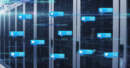 Social media notifications and data processing over computer servers