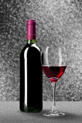Bottle and glass of aroma alcohol wine drink