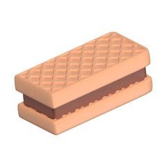 White Chocolate Wafer 3D Icon Chocolate with Transparent Background