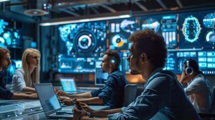 A conference room featuring a group discussion about integrating AI into traditional manufacturing processes