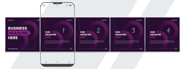 Set of LinkedIn carousel post, editable business social media Instagram carousel post template © Tarek Digital