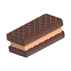 Chocolate Wafer 3D Icon Chocolate with Transparent Background