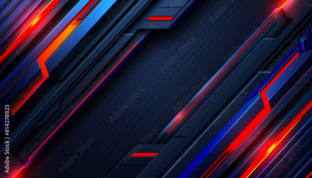 Wall mural abstract background with glowing lines and a dark background