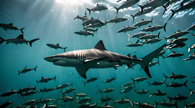 Sardines de chasse aux requins. Symphonie sauvage de la mer