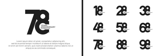anniversary logo style set with black color can be use for celebration moment