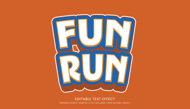 fun run text effect template editable design for business logo and brand