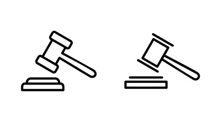 Gavel icon set. judge gavel icon vector. law icon vector. auction hammer