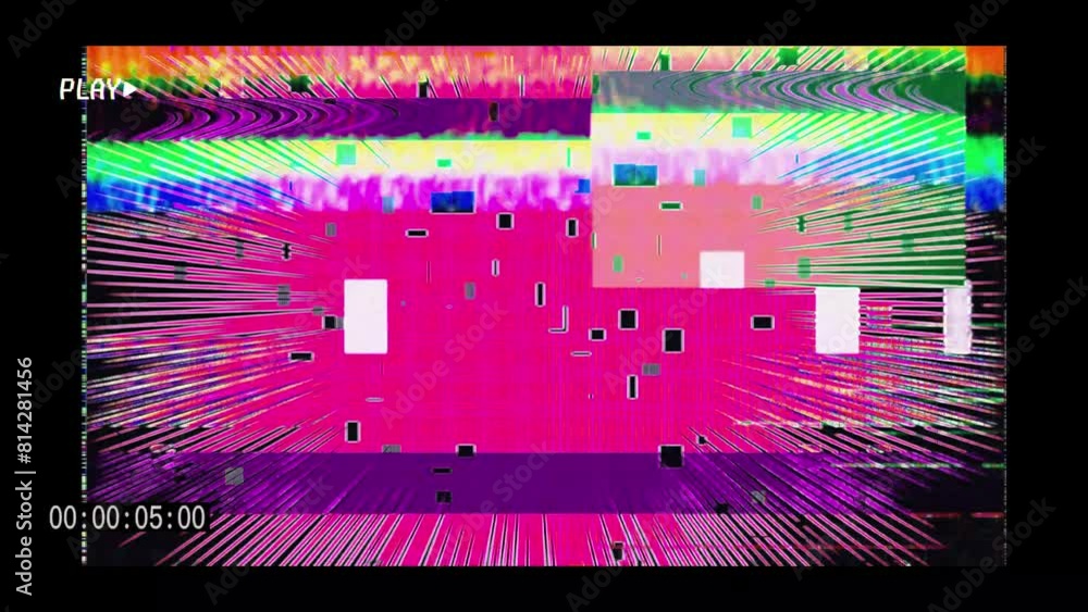 Poster television screen with glitch and static effects and frame animation