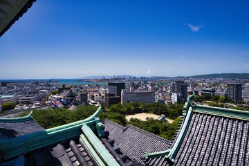 和歌山城の天守閣から見た景色