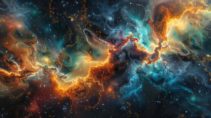 Fototapeta premium Celestial Abstract Capturing Cosmic Wonders in Stunning Art – A Journey Through the Beauty of the Universe with Mesmerizing Space-Inspired Designs and Ethereal Cosmic Imagery