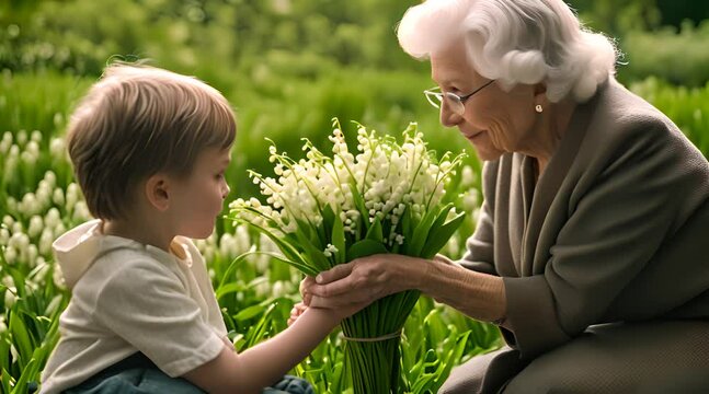 un cadeau du 1er mai de petit-enfant &agrave; grand-m&egrave;re