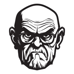 Elderly Ire Iconic Angry Old Guy Emblem in Vector