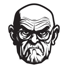 Fototapeta premium Elderly Ire Iconic Angry Old Guy Emblem in Vector