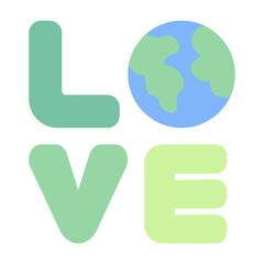 Love Earth Icon With Flat Color Style 