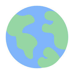 Earth Icon With Flat Color Style 