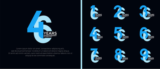 anniversary logo style set with blue color can be use for celebration moment