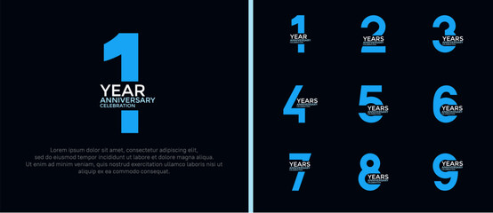 anniversary logo style set with blue color can be use for celebration moment