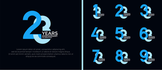 anniversary logo style set with blue color can be use for celebration moment