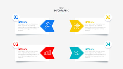 Four Step Infographic element design Vector template for presentation. process diagram and presentations step, workflow layout, banner, flow chart, info graphic vector illustration.