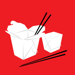 Chinese Takeout Container Minimalist Drawing Vector Illustration