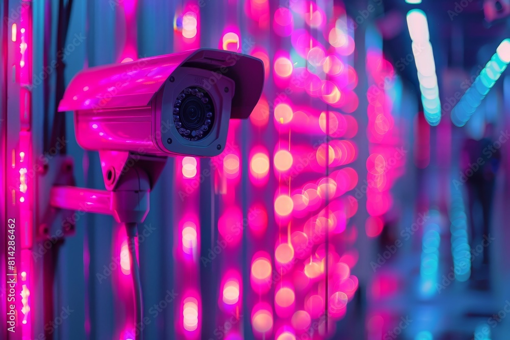 Poster modern security cameras integrate 4g technologies with abstract shop visuals and secure 5g video str