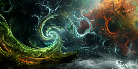 "Abstract Cosmic Swirls" / "Colorful Galactic Vortex"

