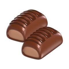 Two Choco Candies 3D Icon Chocolate with Transparent Background