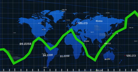 Image of data processing over black background