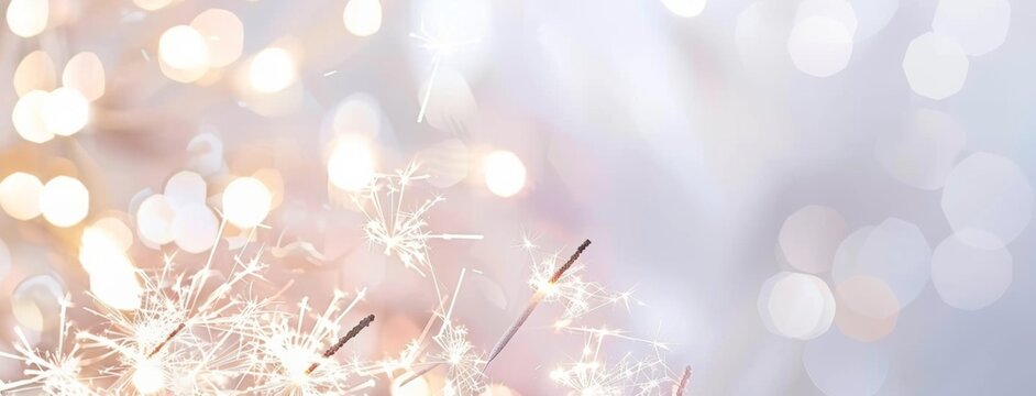 White background with blurred , white firework sparklers burning in front of it.