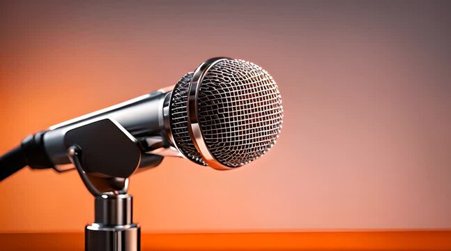 microphone Chrome sur fond orange