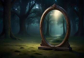 enchanted mirror showing another world, generative AI