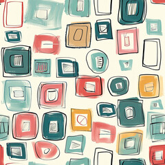 Seamless doodle pattern, colorful with pastel colors, digital paper for printing, graphic design, product designs, stickers and many more.	
