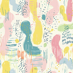 Seamless doodle pattern, colorful with pastel colors, digital paper for printing, graphic design, product designs, stickers and many more.	
