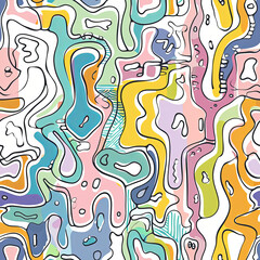 Seamless doodle pattern, colorful with pastel colors, digital paper for printing, graphic design, product designs, stickers and many more.	
