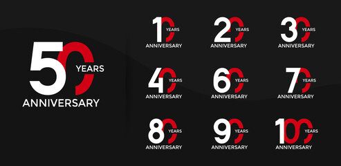 anniversary logo style set with white and red color can be use for celebration moment