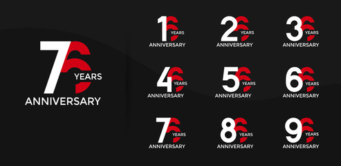 anniversary logo style set with white and red color can be use for celebration moment