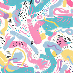 Seamless doodle pattern, colorful with pastel colors, digital paper for printing, graphic design, product designs, stickers and many more.	
