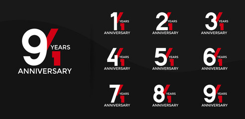 anniversary logo style set with white and red color can be use for celebration moment