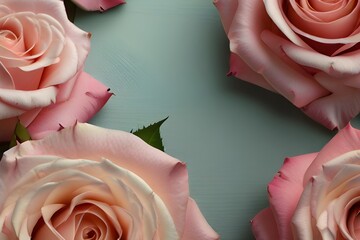 beautiful pink roses flower border soft background for valentine in pastel tone. Generative AI 