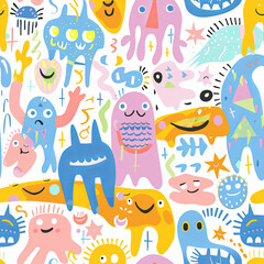 Seamless doodle pattern, colorful with pastel colors, digital paper for printing, graphic design, product designs, stickers and many more.	
