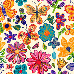 Seamless doodle pattern, colorful with pastel colors, digital paper for printing, graphic design, product designs, stickers and many more.	
