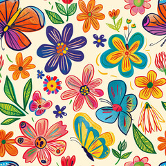 Seamless doodle pattern, colorful with pastel colors, digital paper for printing, graphic design, product designs, stickers and many more.	
