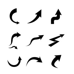 set of black arrows icon various direction on a white background