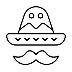Mustache Icon With Thin Line Style 