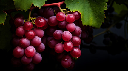 Fototapeta premium photo of red grapes on the tree,close up